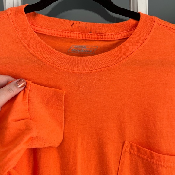Safety orange dickies long sleeve pocket tee - Picture 4 of 6